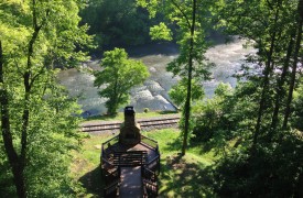 The River's Edge | Cabin Rentals of Georgia | Summertime Along the Toccoa River with Outdoor Fireplace
