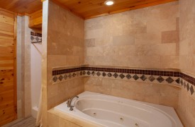 Riverview Lodge | Cabin Rentals of Georgia | Terrace Level King Suite Bathroom