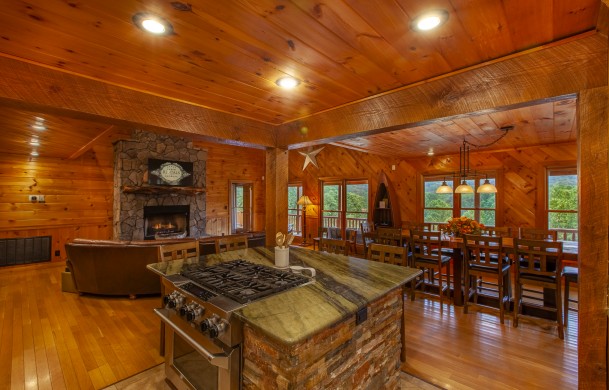 Serendipity On Noontootla Creek | Cabin Rentals of Georgia | Kitchen and Breakfast Bar